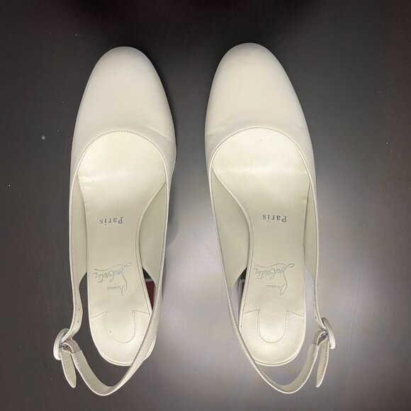 New Christian Louboutin Size 9 Slingback White Summer Shoes - Never Worn - Picture 2 of 13